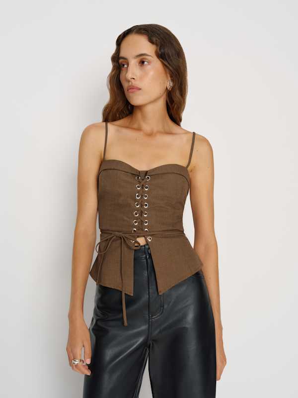 Clayten Top - Basketweave Brown